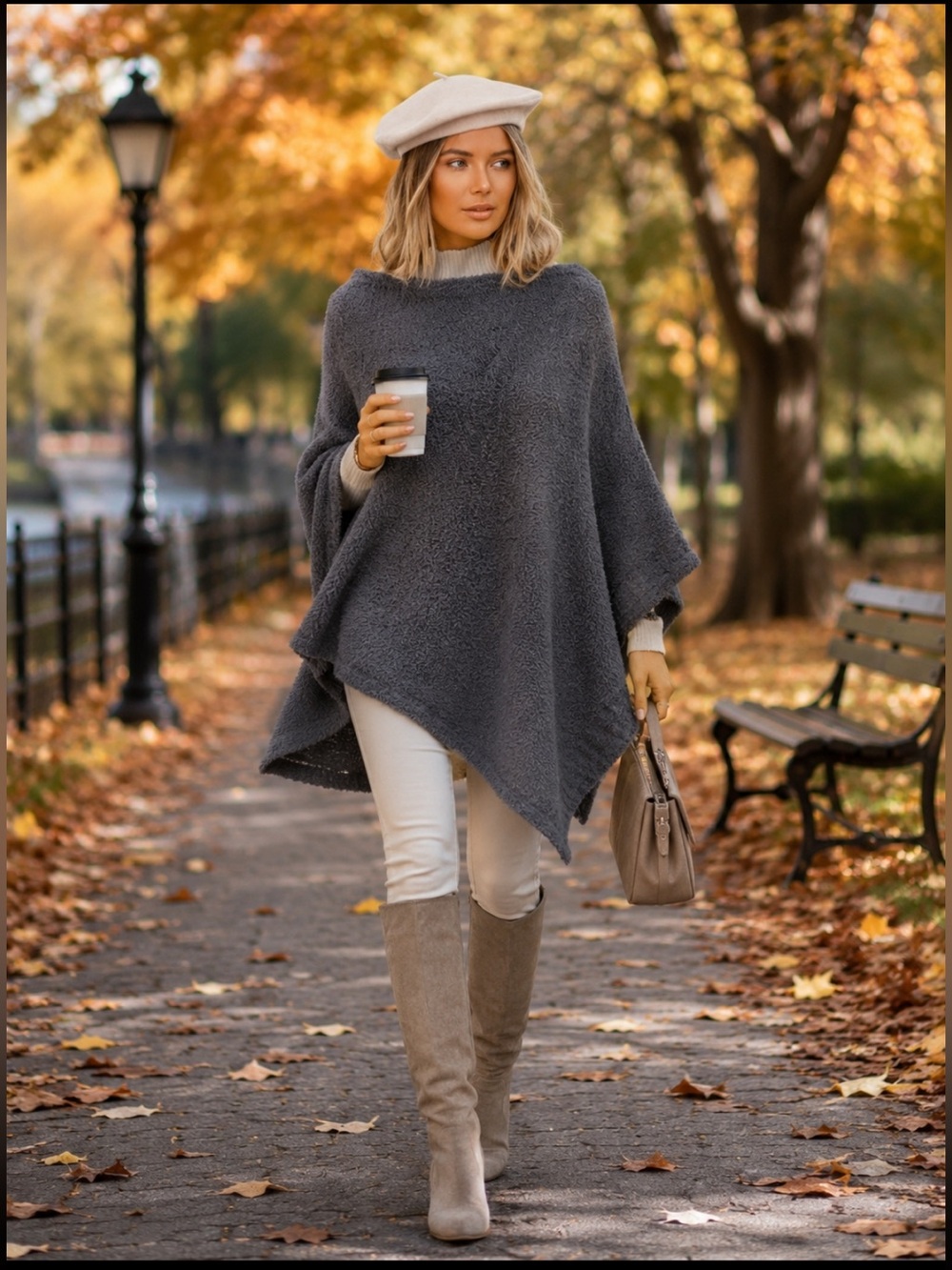 Barefoot Dreams Carbon CozyChic Ultra Lite Poncho ONE SIZE